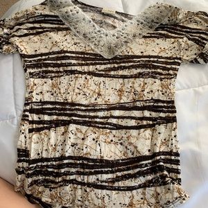 Brown and white blouse
